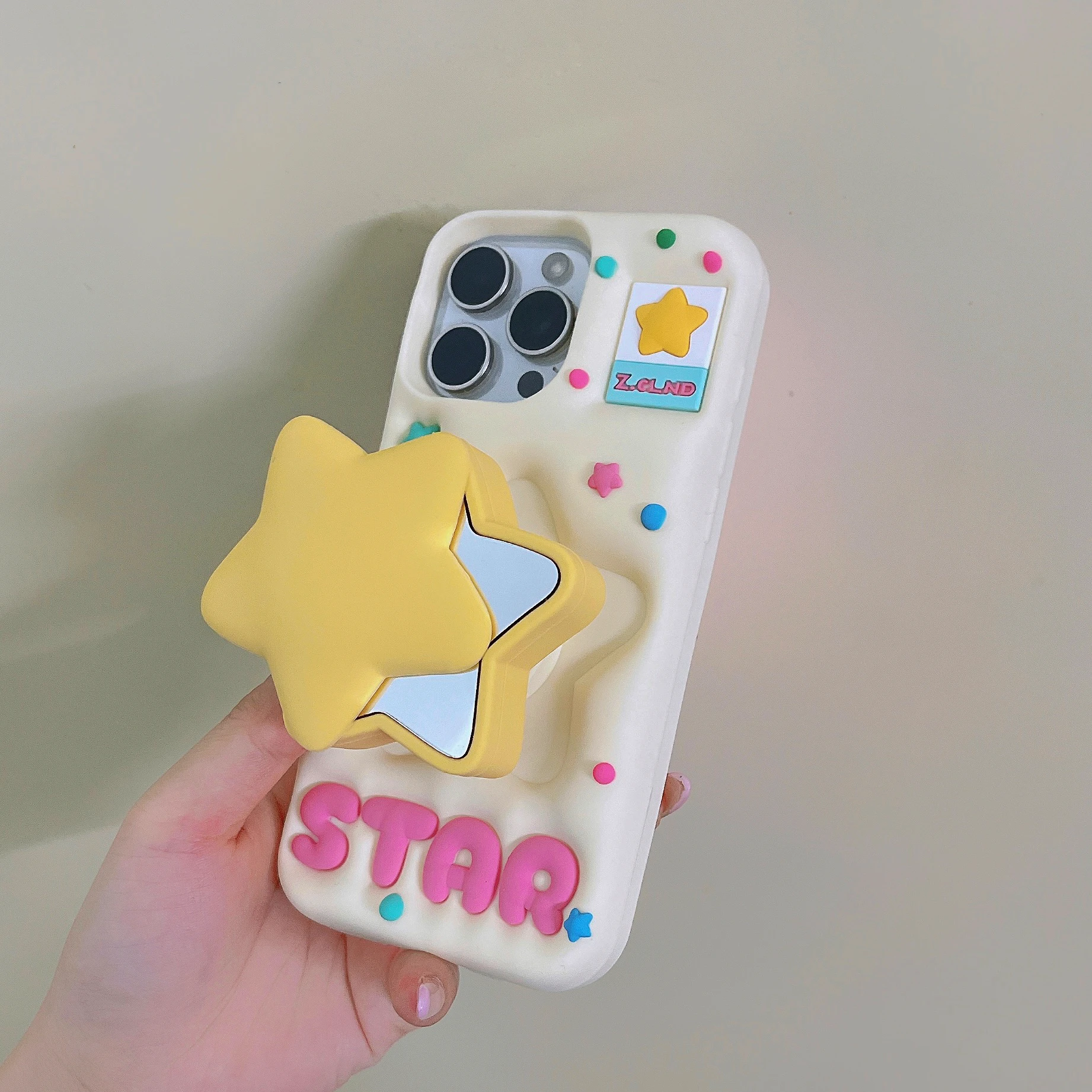 Dopamine Color For Cute Star Mirror Style Silicone Gel Case For Iphone17/16 13/14/15 Pro Max Comfortable Design Birthday Gift