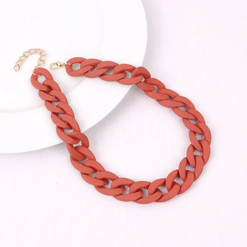 FishSheep Trendy Colorful Acrylic Chain Choker Necklaces For Women Statement Matte Resin Wide Chain Collar Neck Jewelry 2022 New image 3