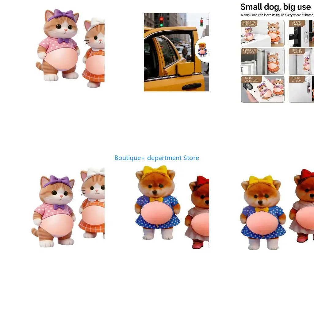 E1PD Pack Of 2 Adorable Flexible Moggie Squeeze Fun Anti Impact Door Protectors