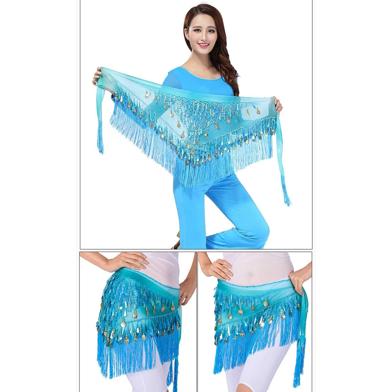المرأة الرقص الشرقي كرنفال عالية الخصر وشاح الخصر مثير مطرزة الخصر مثلث وشاح المألوف ميدي تنورة الزينة #4