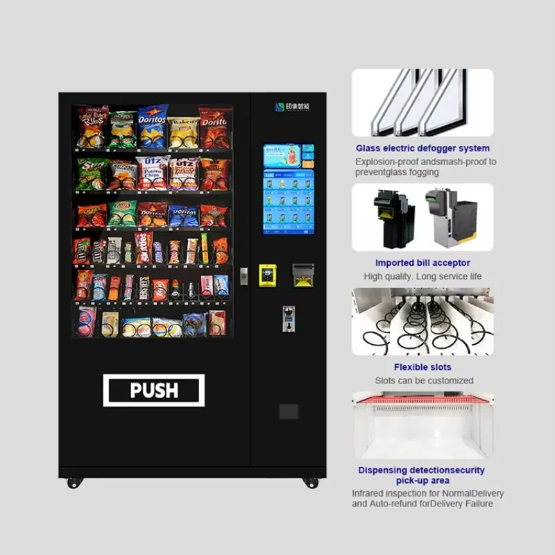Cold Wall Mounted Vending Machine Combo Hot Sellers for Foods and Drinks 21.5 Inch Digital Touch Screen
