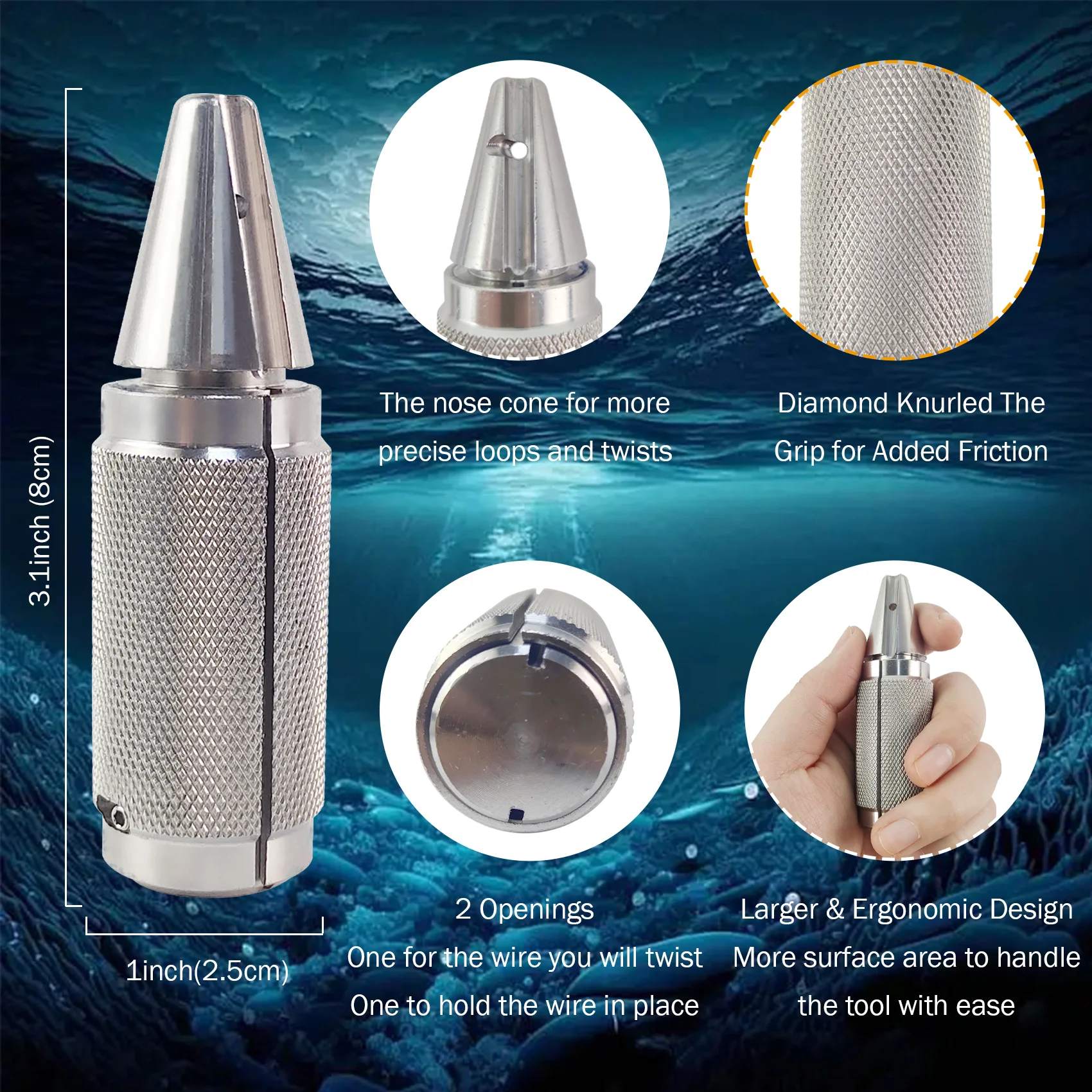 أداة صيد السمك المضادة للانزلاق من الألومنيوم من Aventik، أداة تويست سلك Haywire أحادية لصنع أدوات زعيم سلك الصيد