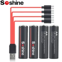 Soshine Original 1.5V 2600mWh Rechargeable Battery AA Lithium Batteries Type-C charging with 4-in-1 USB Cable 1200 Times Cycle