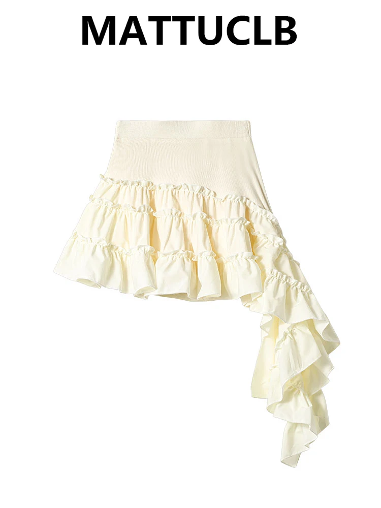 Summer Women Shoujo 2000s Aesthetic A-line Mini Asemetrical Skirt Shoujo Korean Kpop Skirt Chic Ballet Core Mori Girl Gyaru New