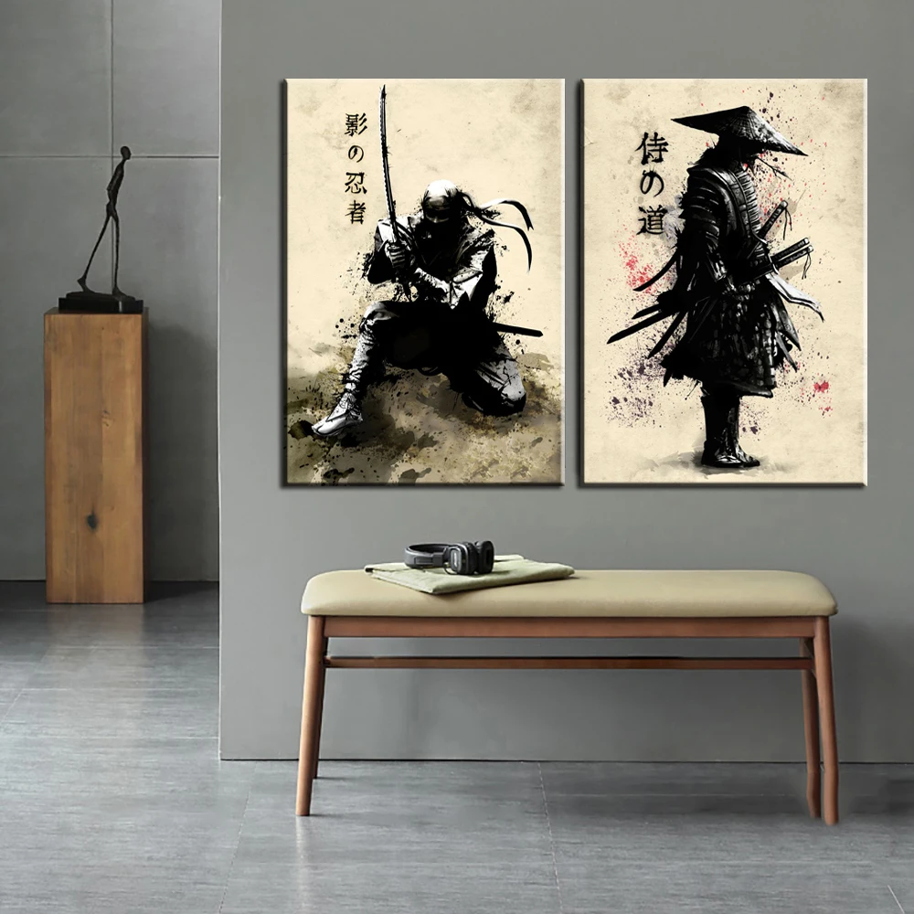 Wall Art Canvas Japanese Samurai Decor Painting Modern Character Posters Picture Prints Modular Home Decoration For Living Room