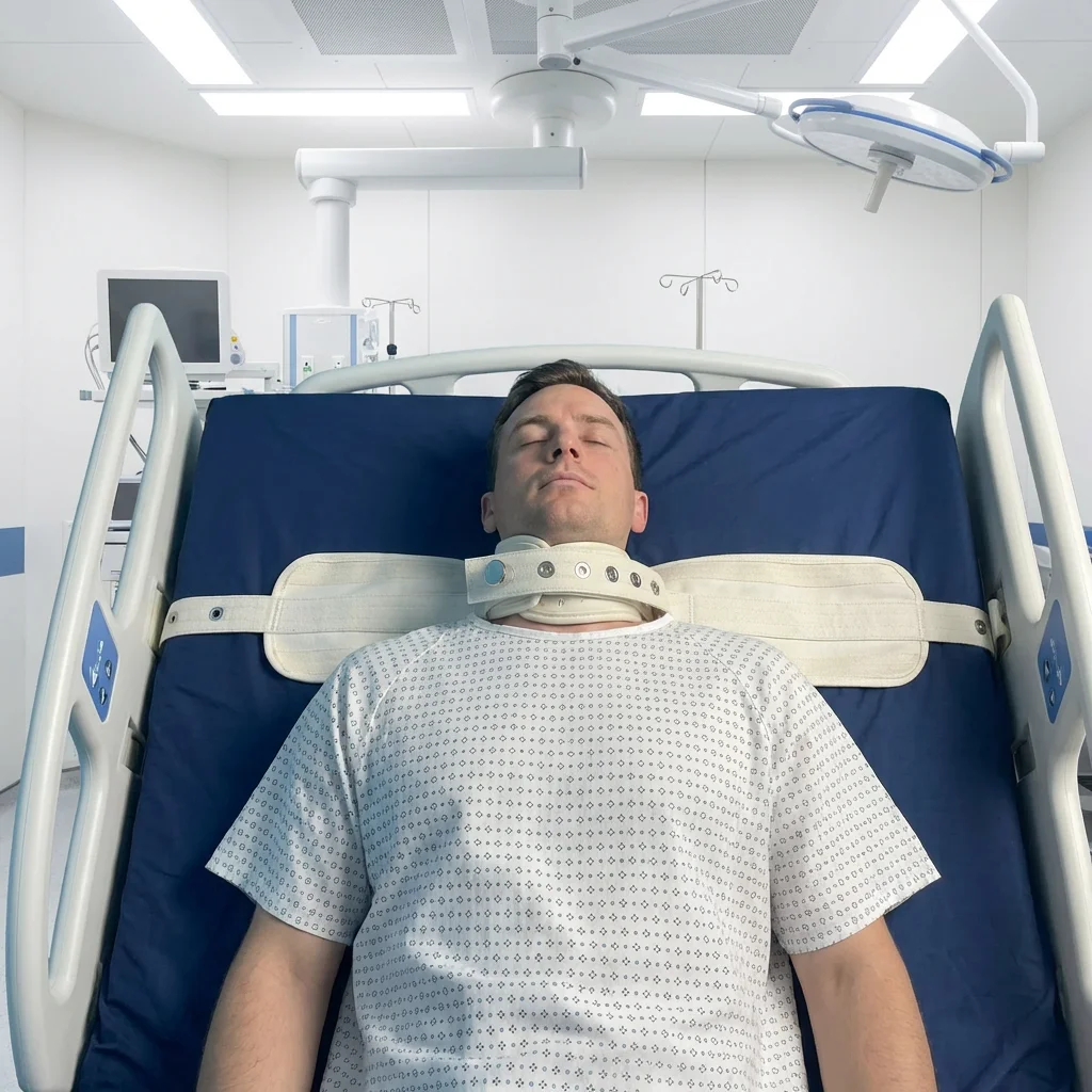 

Medical Neck Restraint Collar Beige Soft Cervical Orthopedic Support Brace for Adults with Magnetic Lock Bed Rstraints