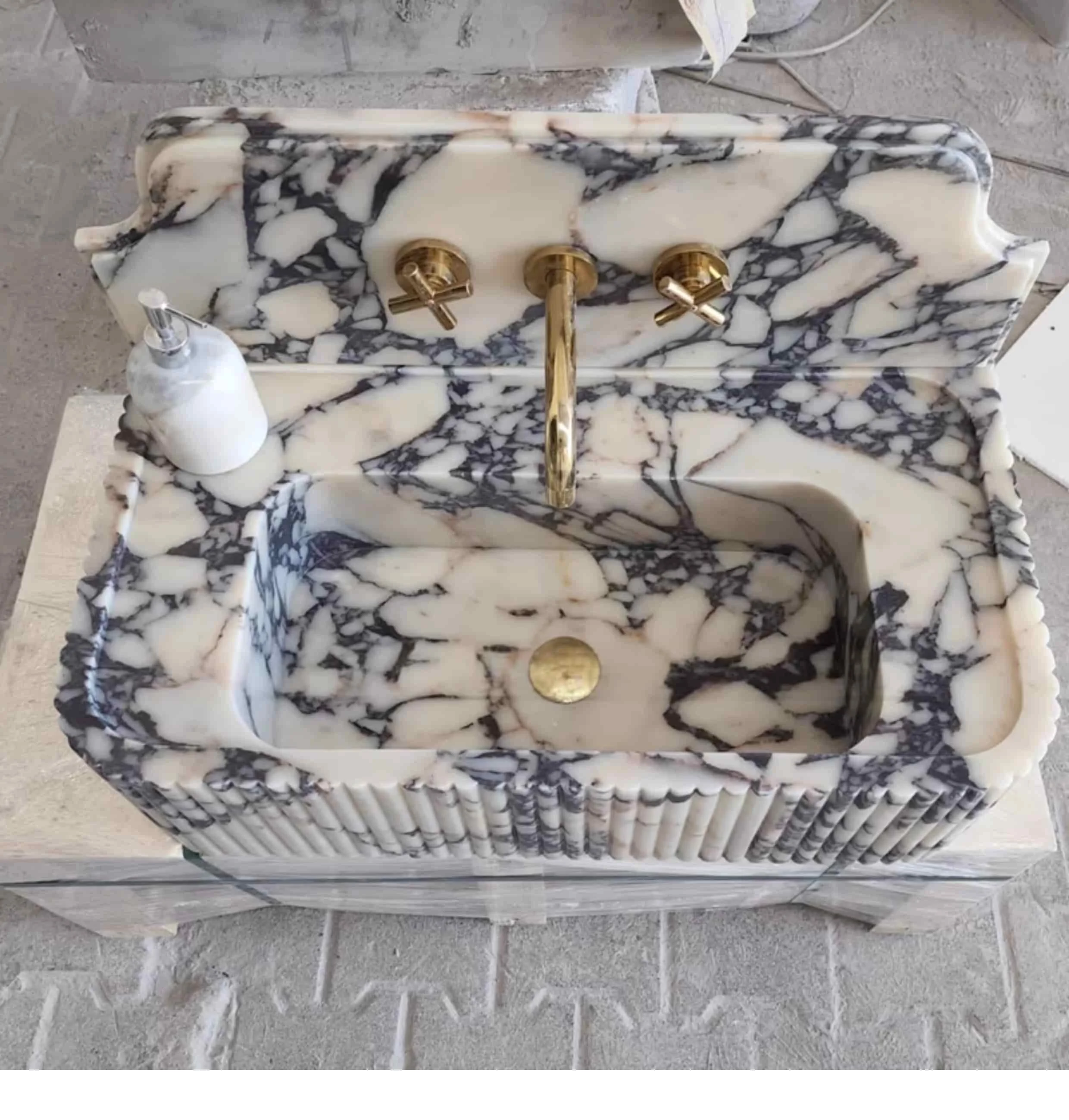 Modern Design Natural Calacatta Viola Marble Bathroom Sink Bathroom Vanities Vanity Desk for Makeup Kitchen Sink