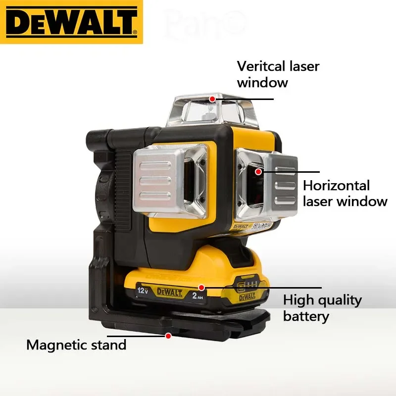 Dewalt DW089LG 3 Zijden * 360 Graden Verticale Lijnen Laser Niveau Meter Outdoor 12V Lithiumbatterij Horizontale Groen Licht niveau