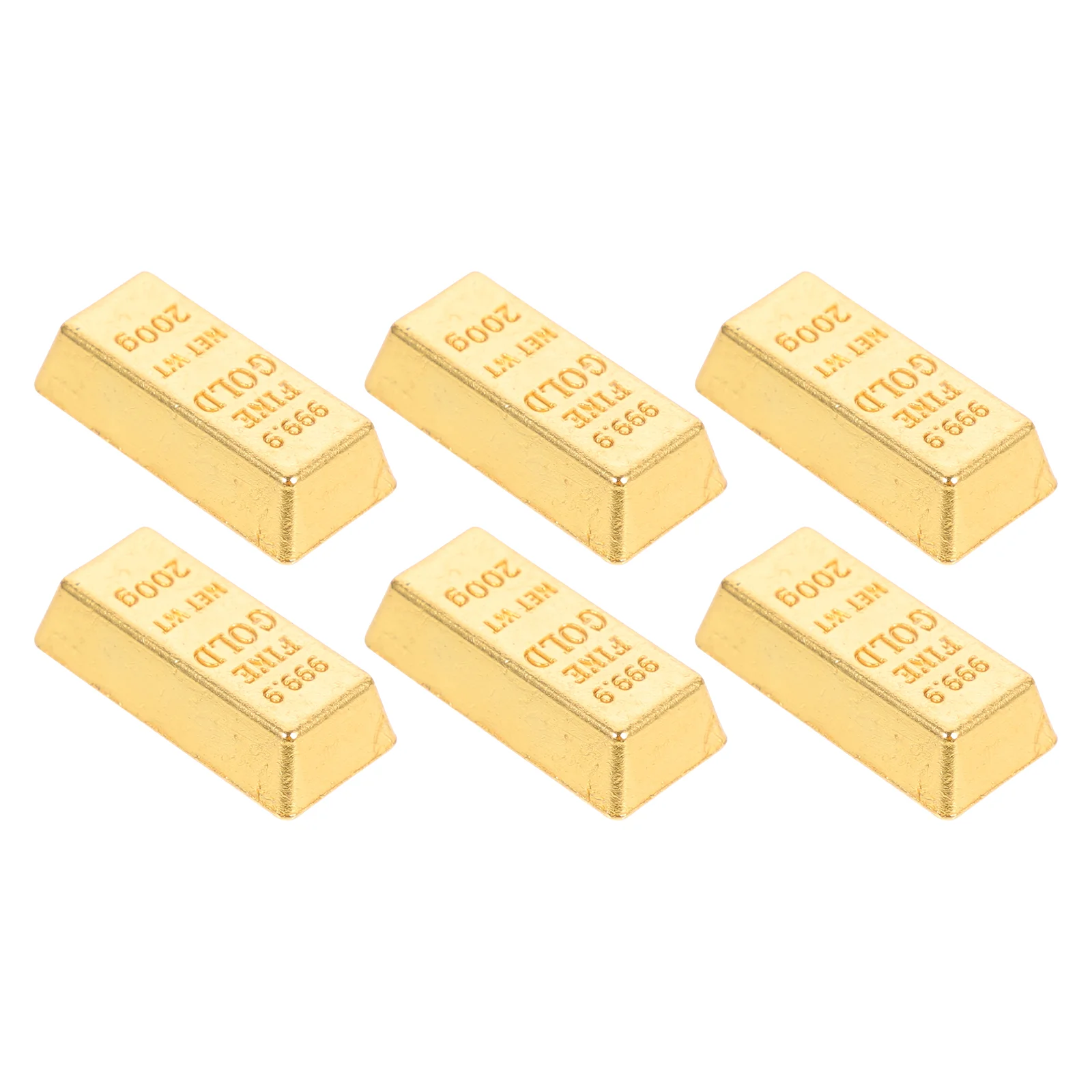 6 Pcs Treasure Model Artificial Gold Bar House Decor Simulation Accessories Fake Golden Bars Mini Prop Miniature