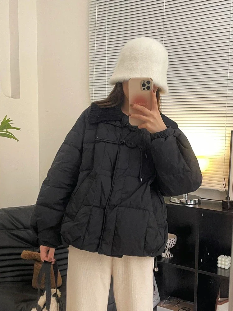 New Chinese Simple Basic Women Parkas Solid Color Warm Fashion Street Woman Parkas Casual Loose Khaki Black White Pink Jacket