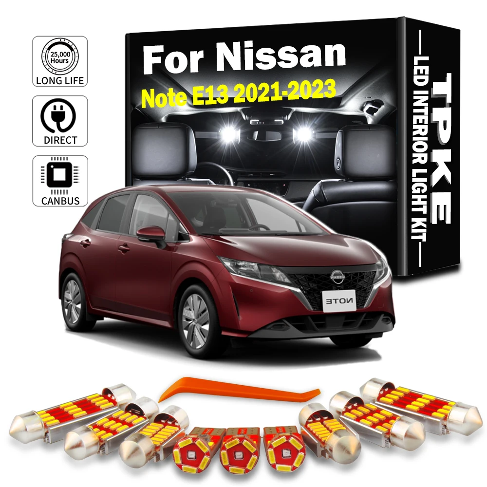 TPKE 9Pcs Canbus For Nissan Note E13 2021 2022 2023 Car LED Interior Reading Map Dome Light Kit Number Plate Lamp Accessories