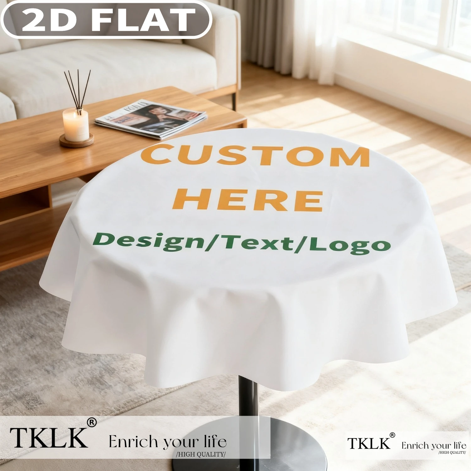 

Custom Round Tablecloth/ Round Tablecloth with Wavy Edge, Custom Round Tablecloth with Design, Durable Polyester Tablecover