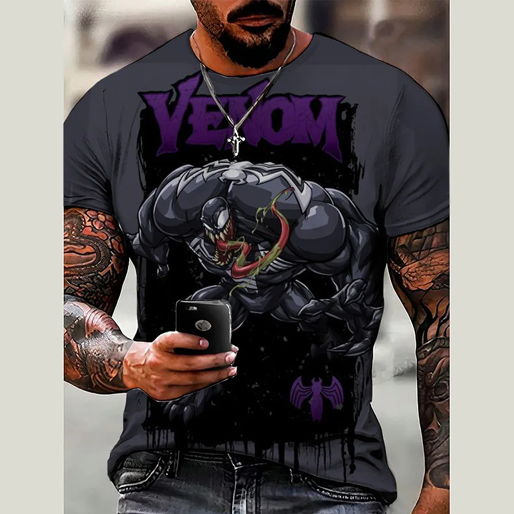 

Disney 2024 Summer New Men's T-Shirt Casual Marvel Venom Cool 3D Printed T Shirts Men Short Sleeve Tee Oversized Men Clothing