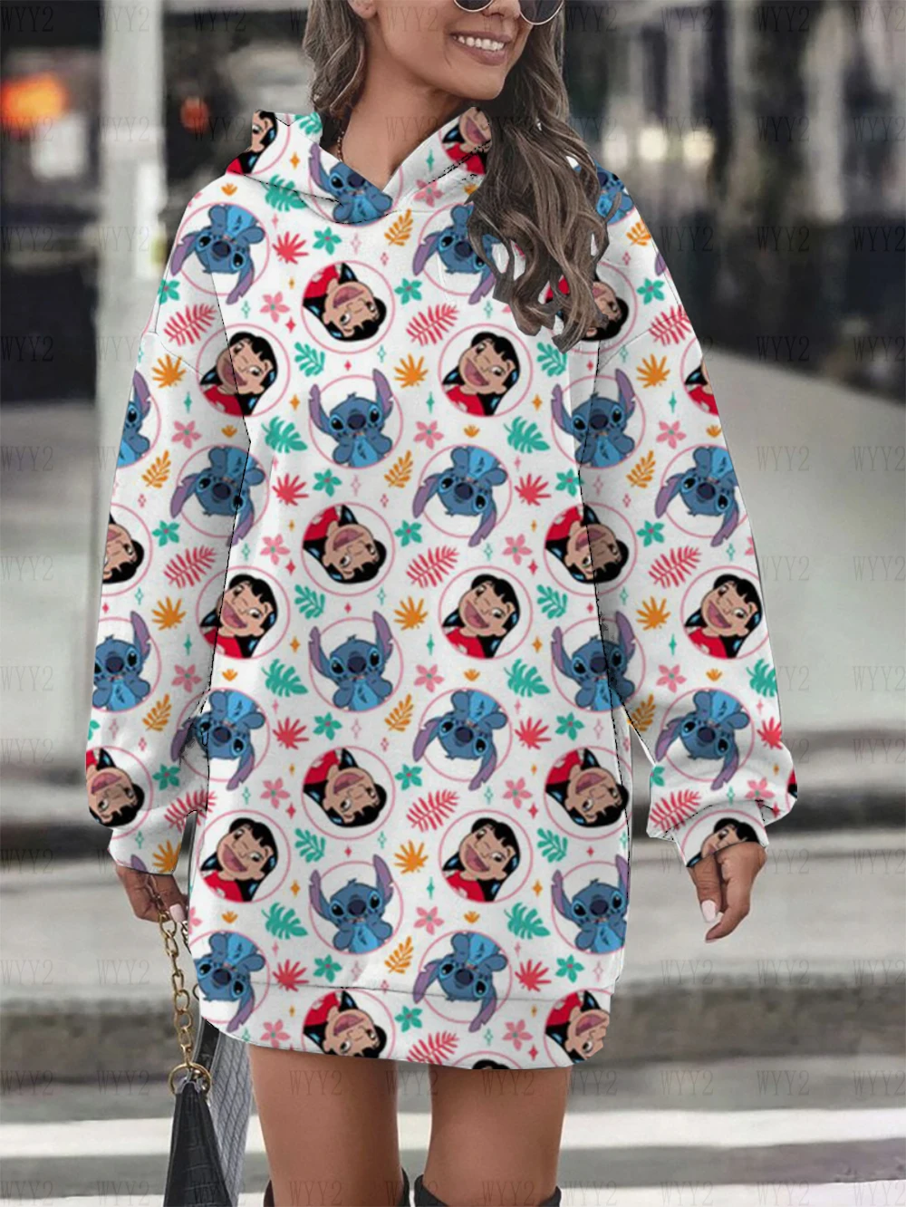 Nouveau sweat à capuche Disney Stitch 205. Robe décontractée, à la mode, imprimée. Kawaii, sweat-shirt simple et chaleureux.