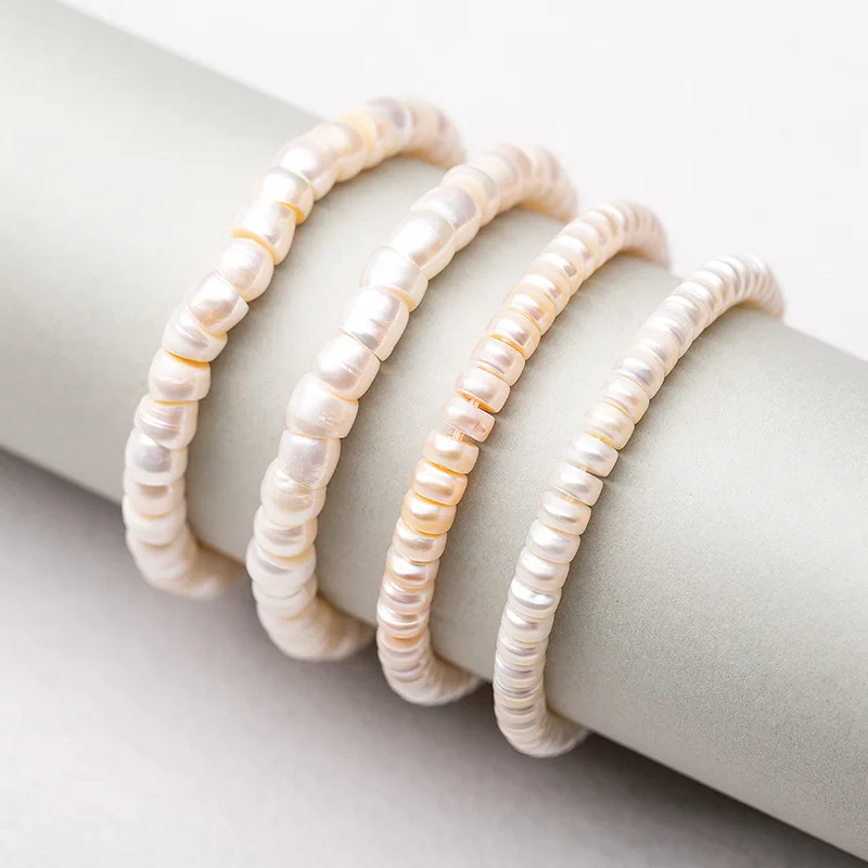 Natural Freshwater Pearl, Meticulously Crafted Into A Straight-Cut-Shaped Bracelet, Featuring Large, Round Pearls