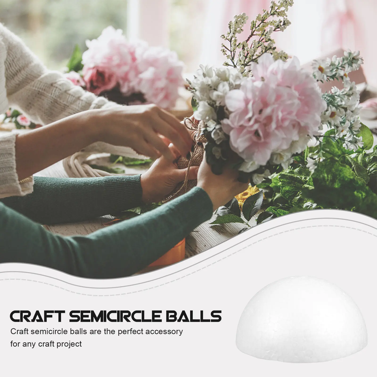 15Pcs Foam Half Ball Semicircle White 9Cm DIY Children Craft Material Christmas Floral Arrangement Painting Props Supplies view 5