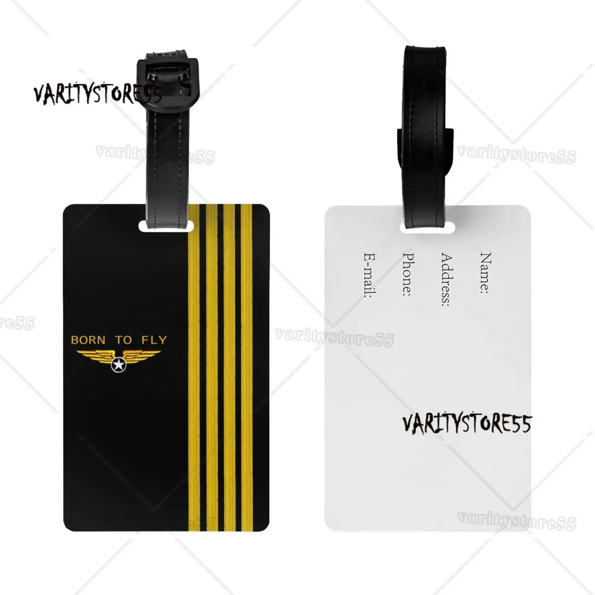 Born To Fly Flight Pilot Luggage Tags for Travel Suitcase Flying Aviation Aviator Privacy Cover Name ID Card