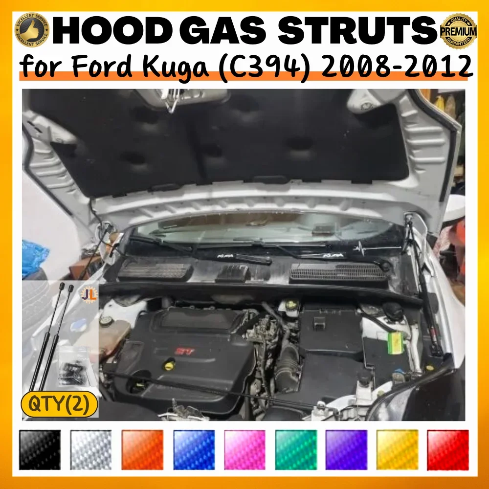 

Qty(2) Hood Struts for Ford Kuga (C394) for Ford Escape 2008-2012 Front Bonnet Modify Gas Springs Shock Absorber Lift Supports