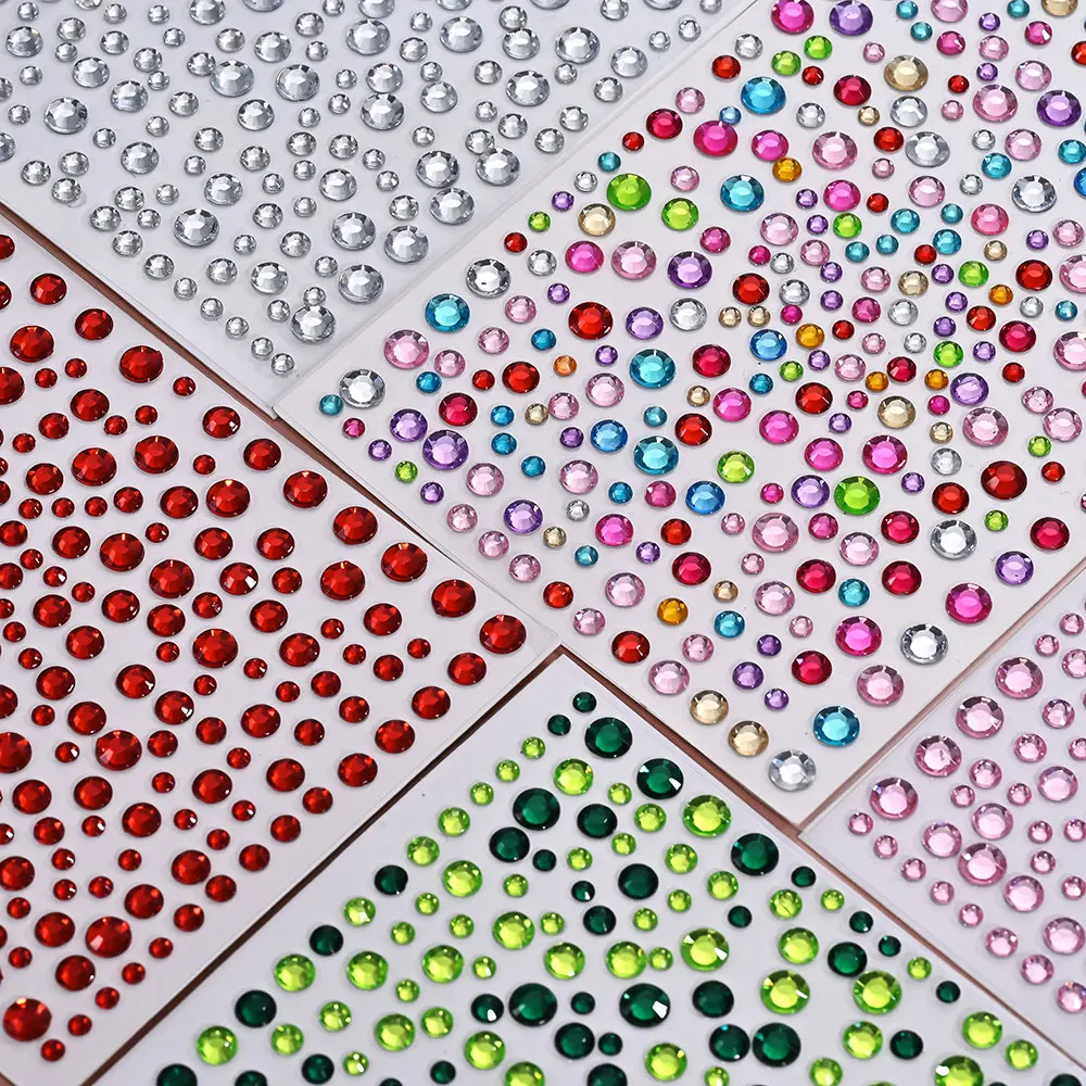 3/4/5 مللي متر مزيج الوردي الماس الوجه العين الجسم الراين ملصقات 10*16 سنتيمتر ذاتية اللصق بريق الأحجار الكريمة الوشم الشارات مهرجان الحفلات #5