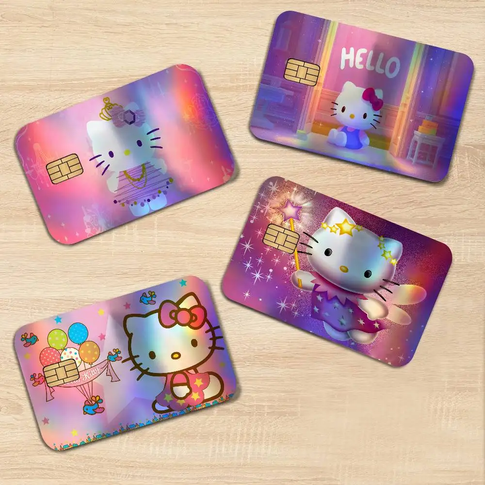 H-Hello-K-KittySS Anime Laser Glitter Bank Card Stickers Fashion Multi Scene Art Decor Decals