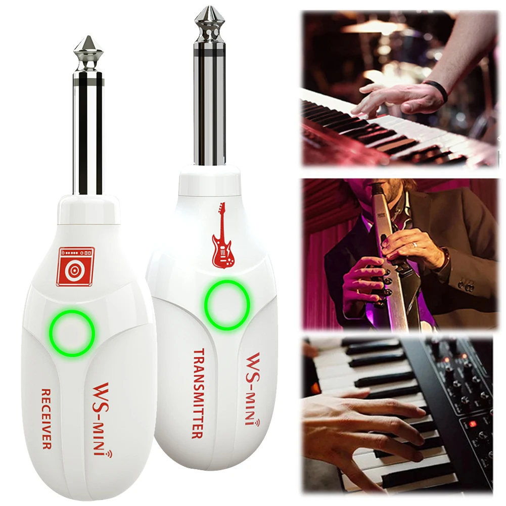 

2.4G Wireless Guitar System Rechargeable Guitar Transmitter Receiver 48K/16bit Real-time Transmission for Guitar Bass