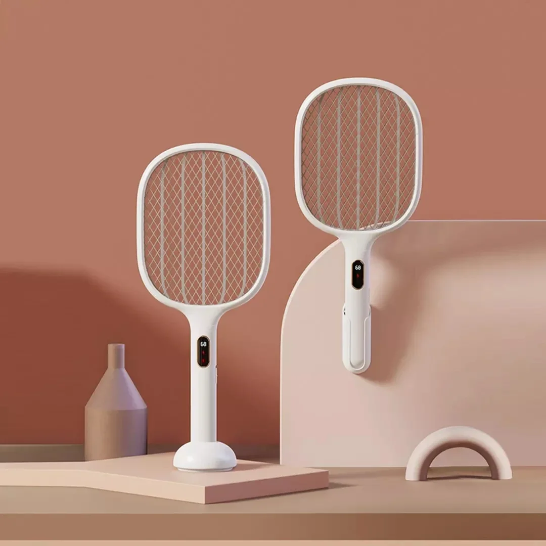 Qualitell Smart Digital Display Electric Mosquito Swatter 2in1 Portable Type-C Charging Wall-mounted Light Trap Mosquito Killer