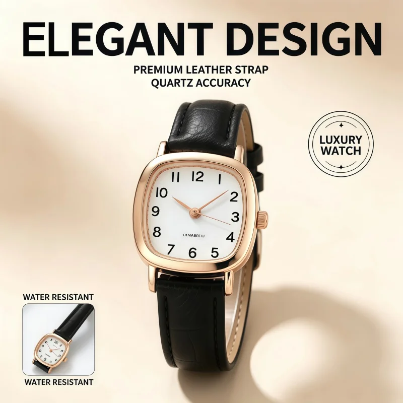 2026 New Square Women Simple Small Dial Student Watches Vintage Belt Quartz Wristwatch Fashionable watch
