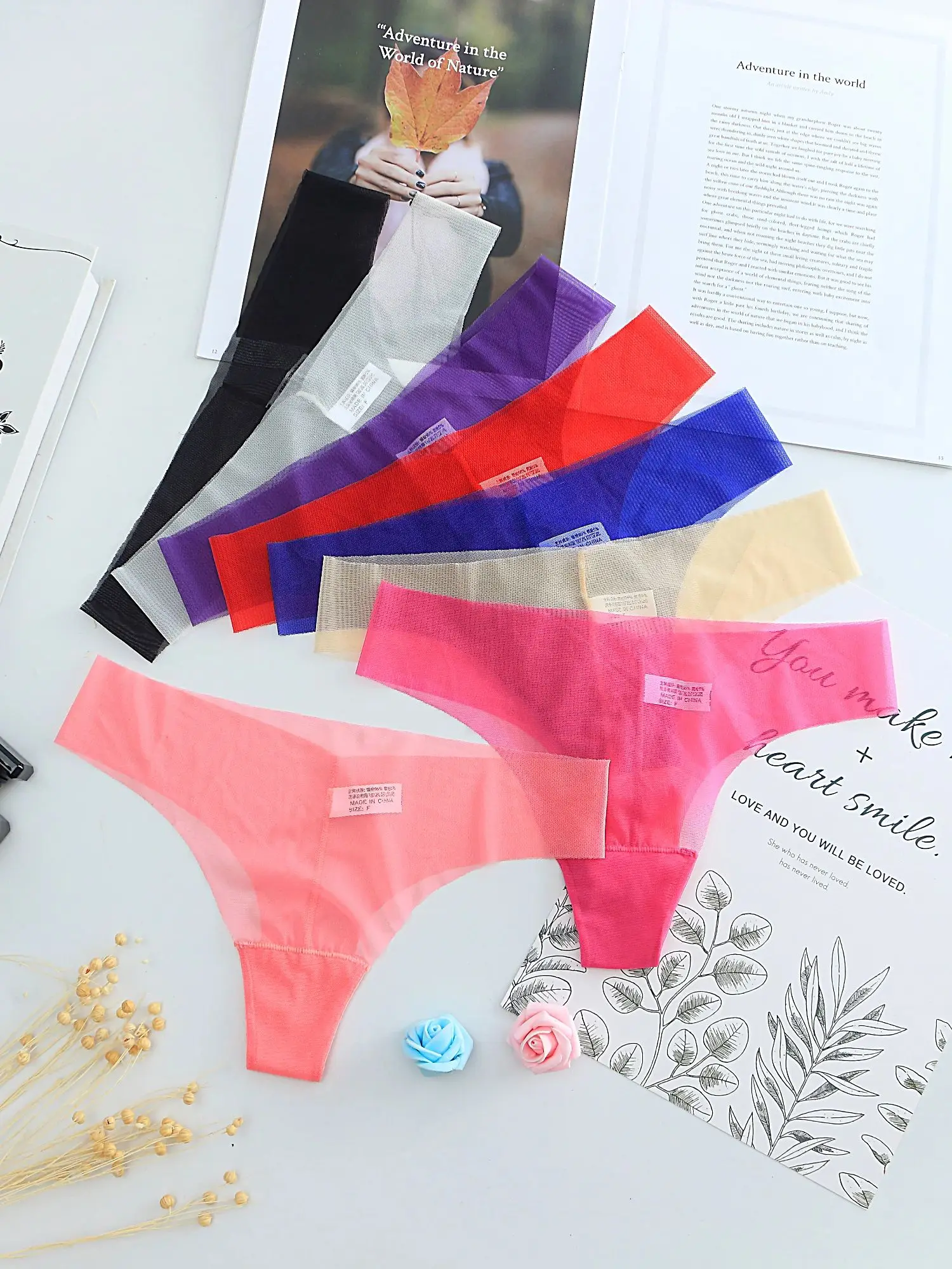  Panties for Women, Super Transparent Seamless Thong, G String Lace Underwear, Female Briefs, 8 Colors, Newest