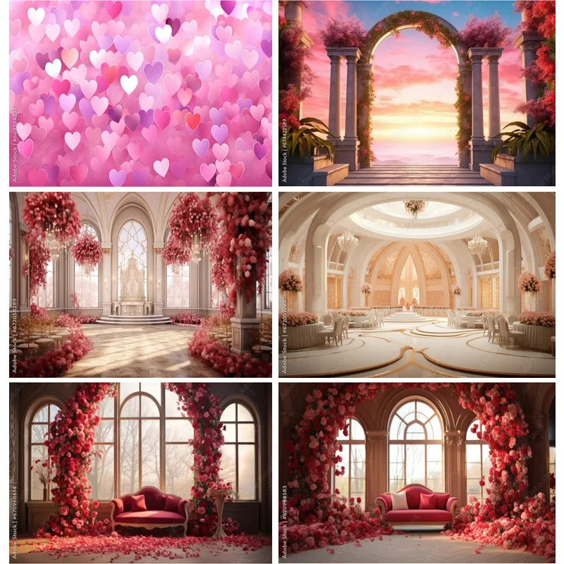 

Wedding Celebration Photography Backdrops Props Decoration Outdoor Arch Flowers Valentine's Day Photo Studio Background SZ-55