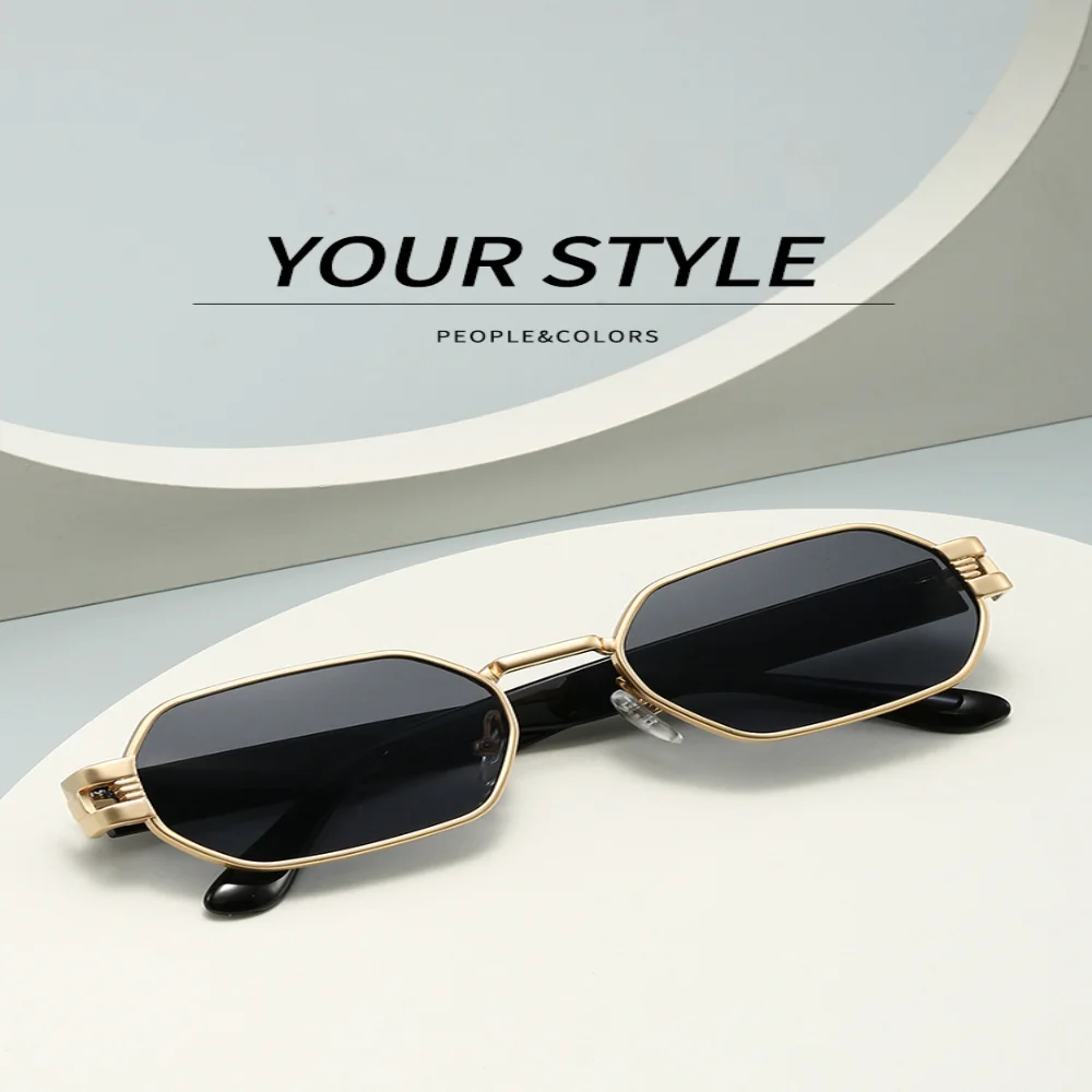 Retro Small Rectangle Sunglasses Women Vintage Square Driving Sun Glasses Men Luxury Brand Metal Frame Travel Eyewear Glasses