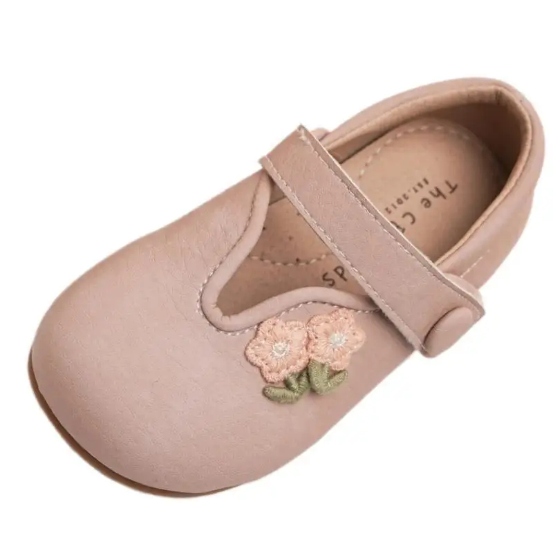 Fashion Girls Dress Shoes Simple Soft Toddler Little Kid Flowers Ballet Mary Jane Ballerina Flats Todder Woman Leather Shoe