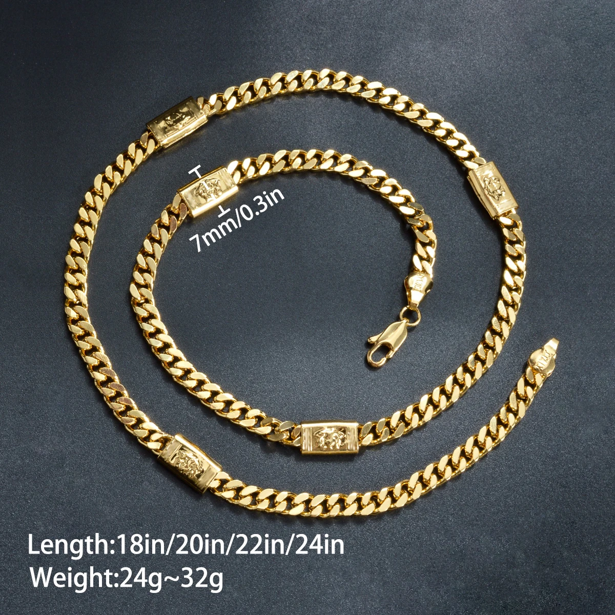 Dubai 18k Gold-Plated Men's and Women's Necklace With Geometric Interweaving and 7MM Wide Square Brand Hip-hop Punk Party Gifts view 5