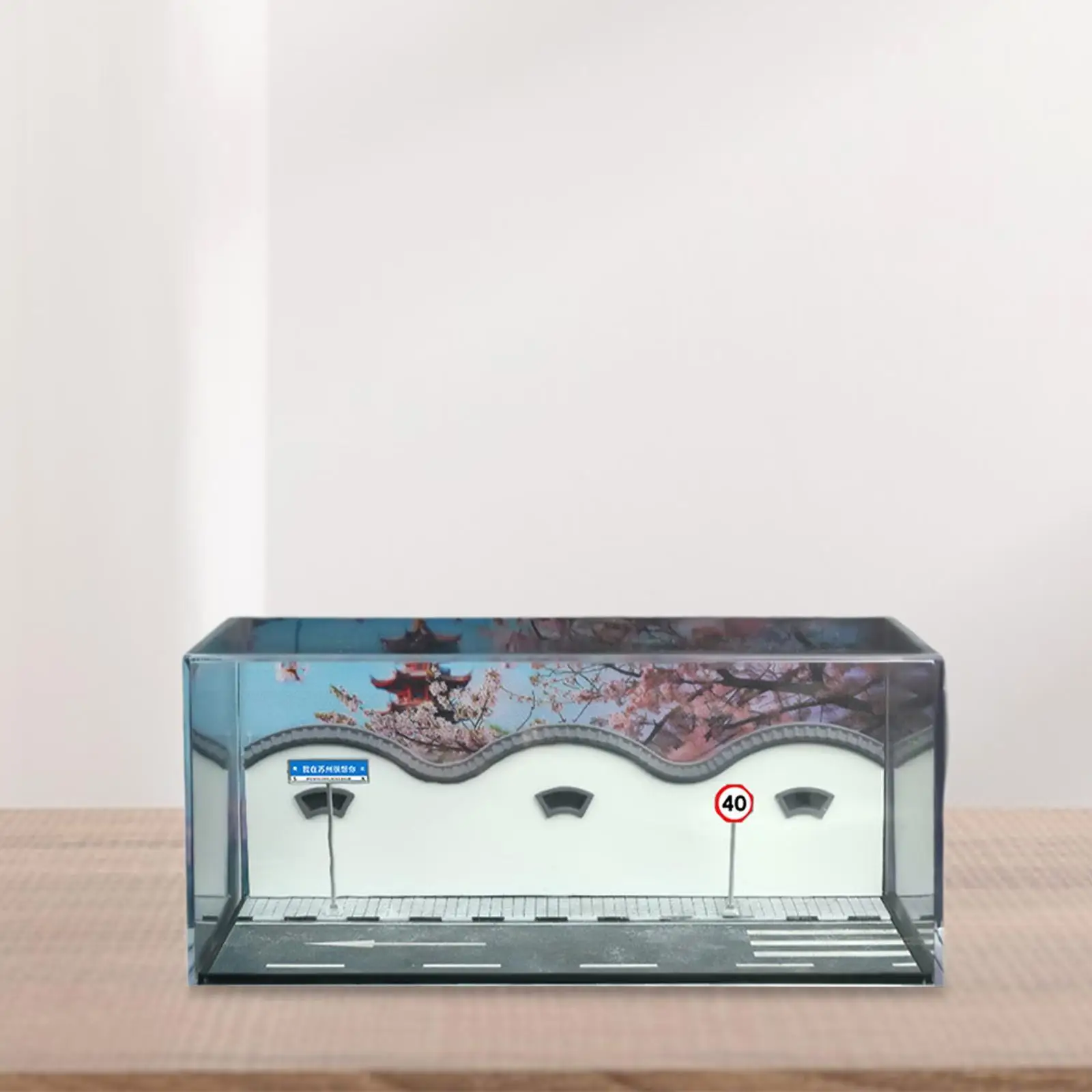 

1/64 Model Car Scene Diorama,Display Case with Acrylic Cover Scenic Diorama Display Garden Street Scene for Model Car Diorama