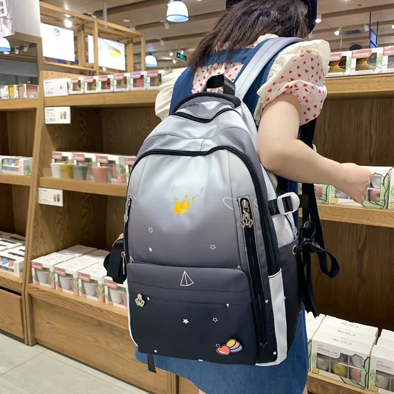 korean school backpack large capacity  High School Girls Backpack For Teenage Girls Multi Pockets New Kawaii Backpack