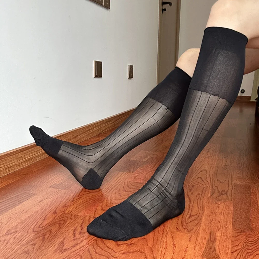 

For Business Attire Business Formal Nylon Mens Dress Socks Formal Occasions Black Nylon Spandex Blend Silky Texture