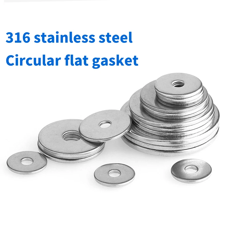 Ultra-Thin Metal Screw Flat Gasket 316 Stainless Steel Thickened Enlarged Washer Round M2 M2.5 M3 M4 M5 M6 M8 M10 for Enhanced S