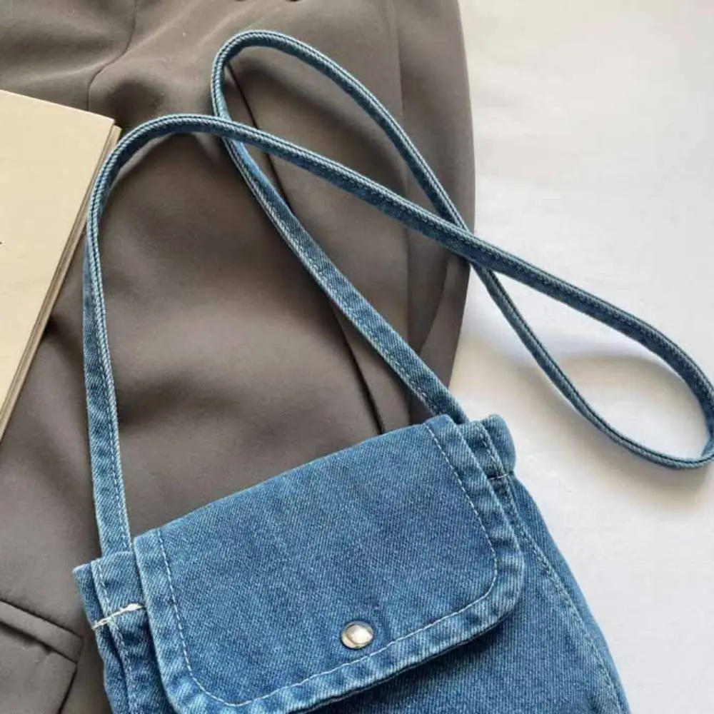 

Portable Y2K Denim Canvas Bag Street Style Shopping Bag Vintage Handbag Solid Color Large Capacity Solid Crossbody Bag Travel