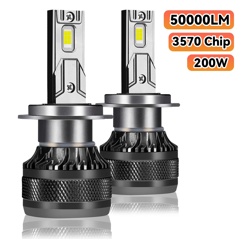 H1 H8 H11 H4 H7 Car LED Headlight 12V 200W 6000K 50000LM Aluminum LED Lights Waterproof Auto LED Lamp Turbo Fog Light Bulbs