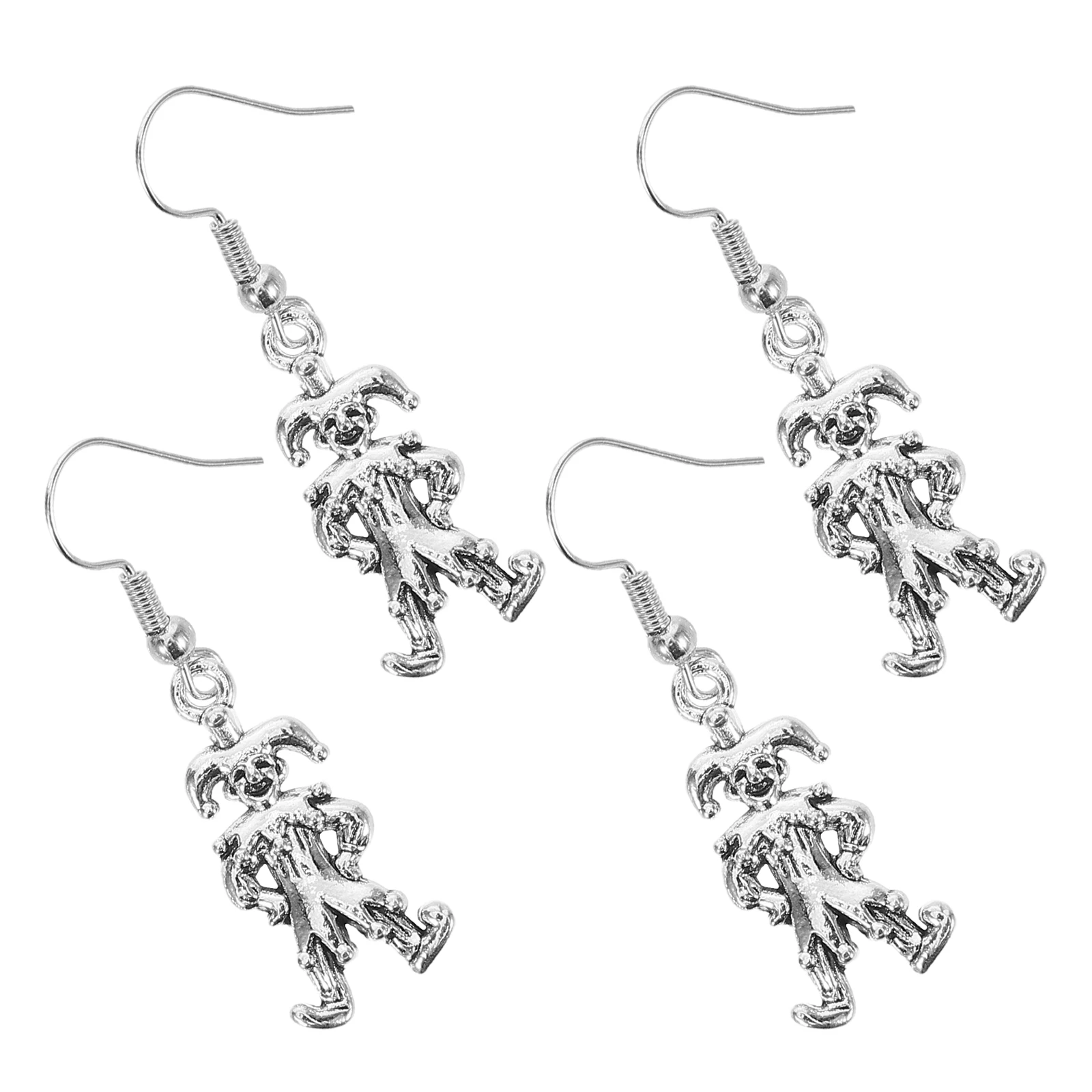 

4 Pairs Earrings Clown Colorful Circus Costume for Women Festival Accessories Silver Novelty Miss