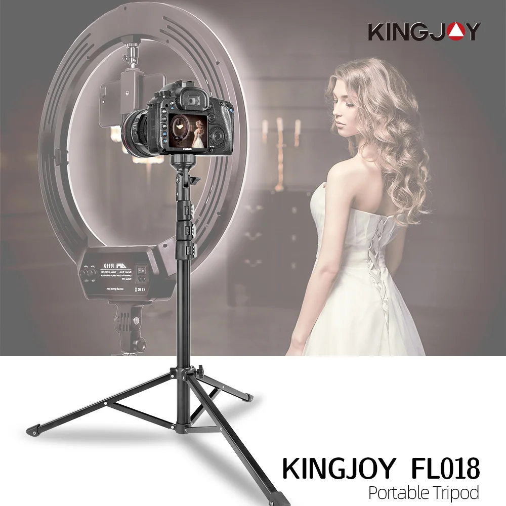 KINGJOY-Soporte de luz de 134cm para fotografía, soporte de Flash de aleación de aluminio, trípode de cámara portátil para estudio fotográfico, lámpara de relleno, transmisión en vivo