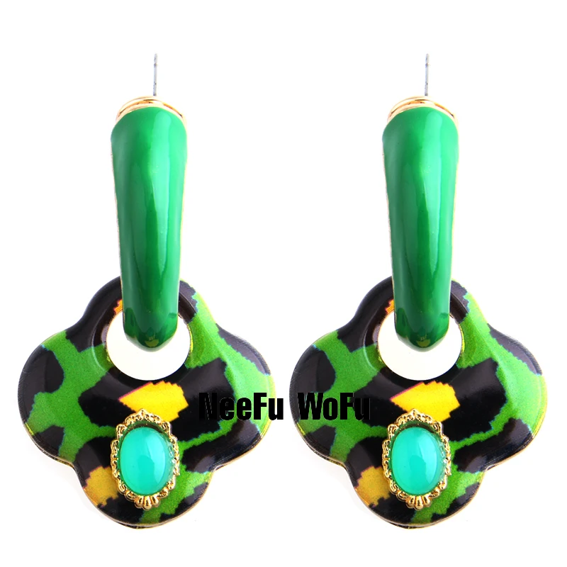 Drop Tiger red Earrings Clover Big Earring Zinc Alloy Drip oil Large Brinco Printing Oorbellen Easter Gift Factory Wholesale