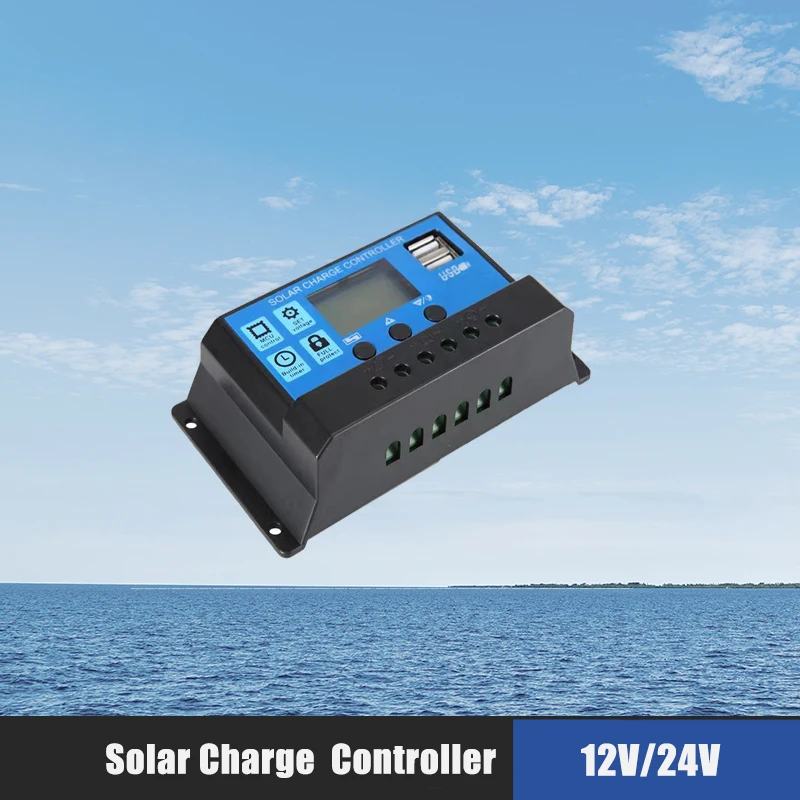 Solar Charger Controller 20A 10A 12V 24V Battery Charger LCD Dual USB Solar Panel Regulator For  Solar Charger Controller