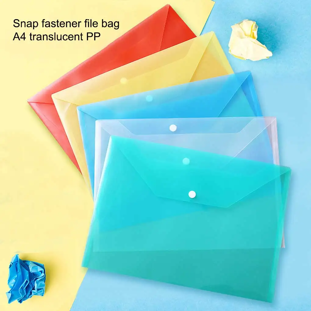 12 Pcs A4 Plastic Envelopes File Folders Information Organizer Office