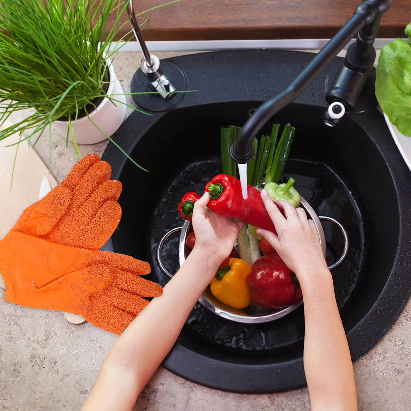 

1pcs 1 Pair Vegetable Peeling Waterproof One Size Fits All For Potato Fruit Skin Removal Peeler Gloves Kitchen Peeling Tool