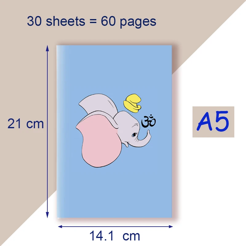 A5 Notebook Disney Cartoon Movie - Dumbo - Anime Baby Fly Elephant Sketch Art Drawing Quote Note Book Kids Stationery Gifts