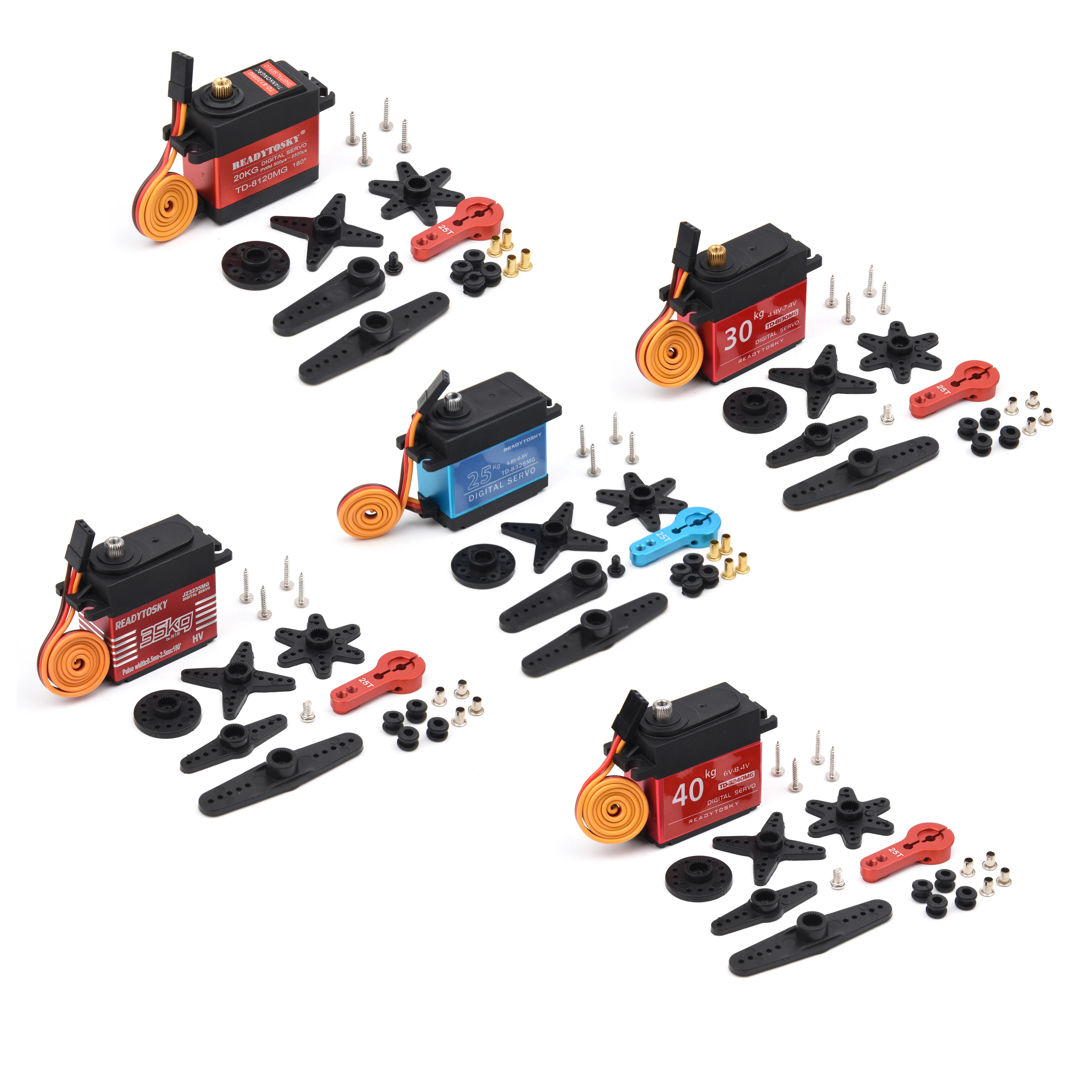 

4PCS 180/270/360 Degree 20KG 25KG 30kg 35kg Large Torque Servo Aluminium Metal Gears 25T Arm for For 1/8 1/10 Scale RC Car