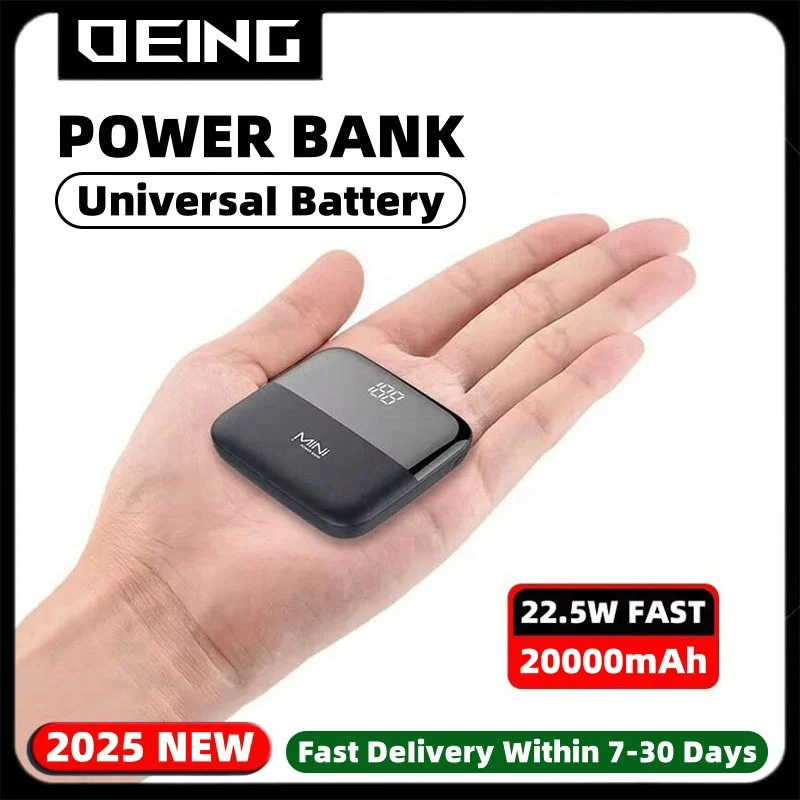 

20000mAh Mini Large Capacity Power Bank 22.5W Fast Charging Dual USB Digital Display Ultra Slim Powerbank External Spare Battery