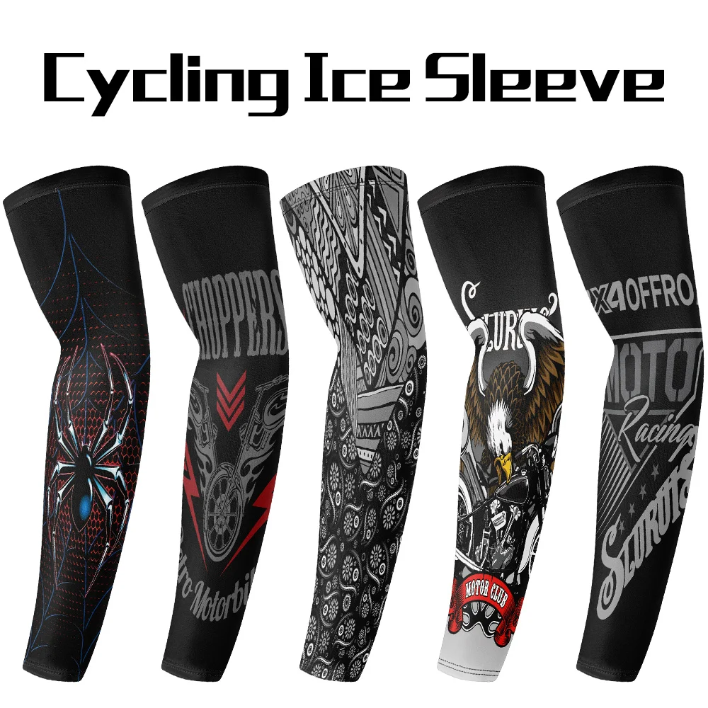 

Summer Men's Ice Silk Cycling Arm Sleeves Cool Breathable 3D Motorcycle Bicycle Sports Guards Sun Protection for Outdoor Fishing