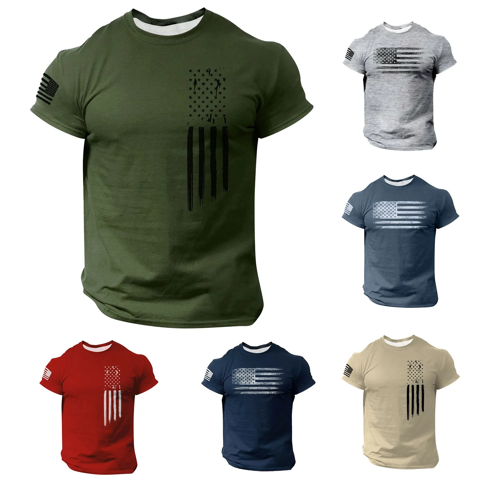 T Shirts For Men'S American Flag T-Shirt Patriotic Tee Short Sleeve  Apperal Workout Muscle T Shirts Nuevo En Tops Y Camisetas