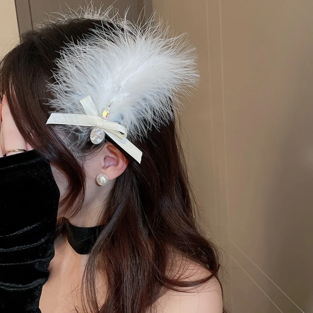 

Wedding For Girl Diamond Bangs Clip Hair Barrettes Feather Hair Clip Korean Style Hairpin Female Barrettes Hair Accessories